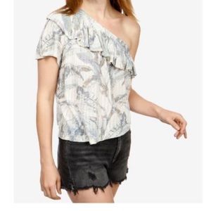 Lucky Brand Womens Tropical One Shoulder Blouse